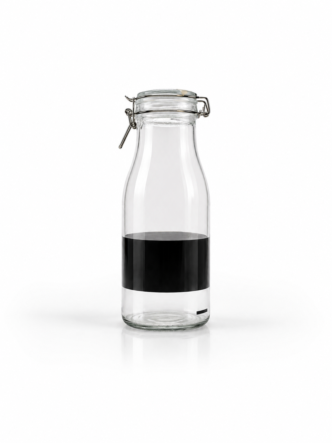 Clear Clamp-Top Milk Bottle with Label